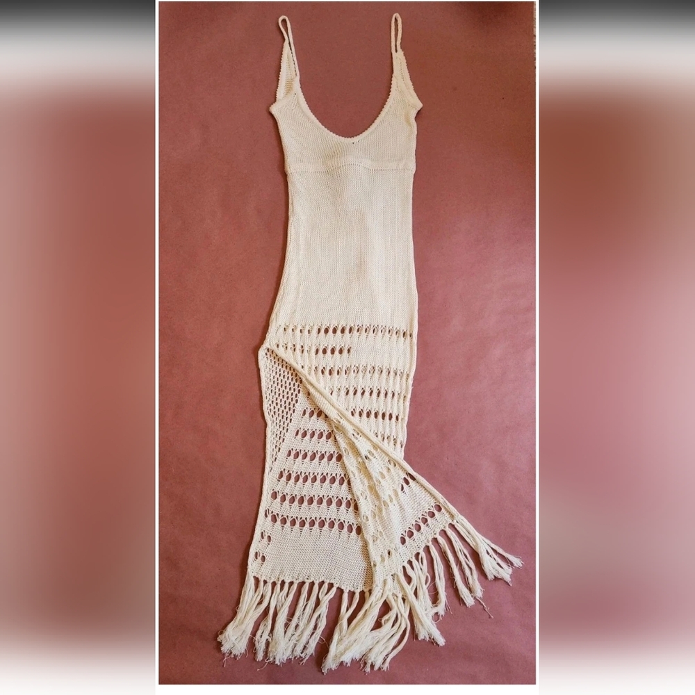 FLOOK THE LABEL Lyanah Crochet Cover-Up Dress in White - Picture 8 of 14